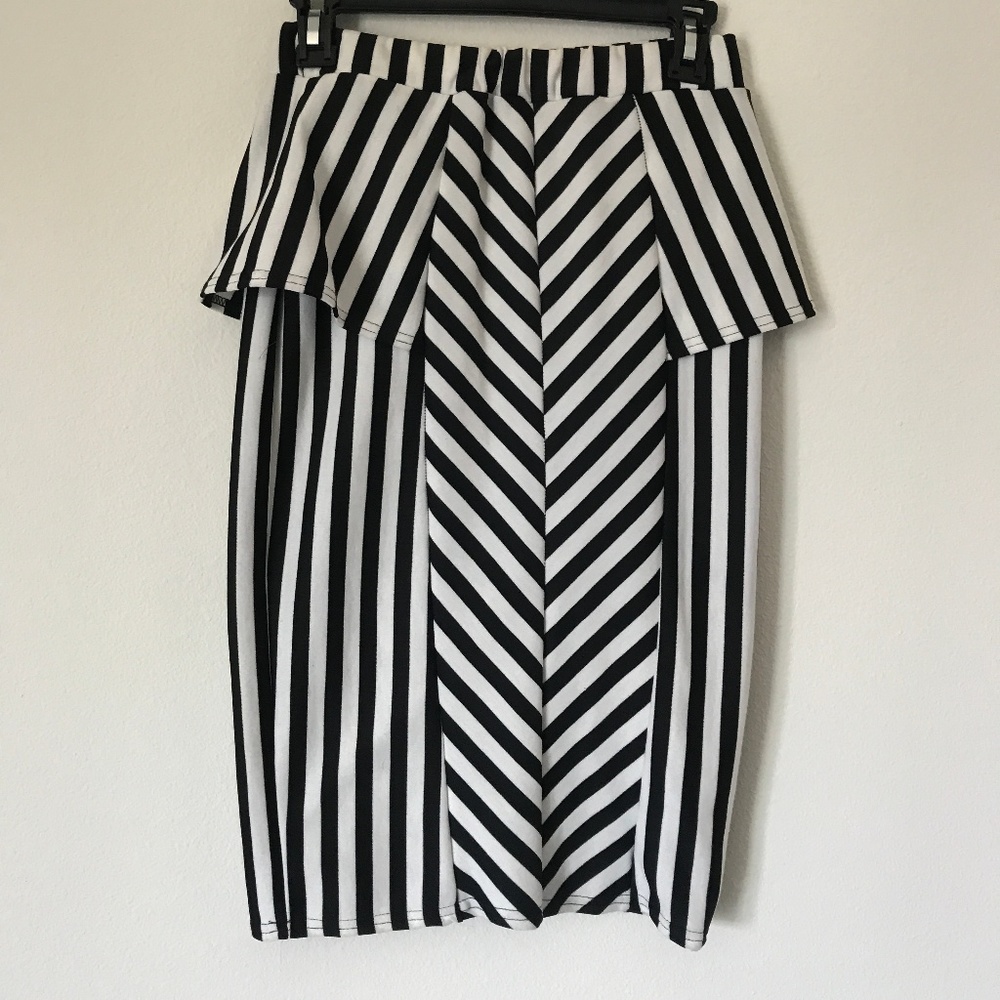Black and White Peplum Skirt